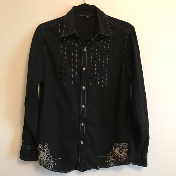Straight Faded Other - Straight Faded button down top embroidered medium
